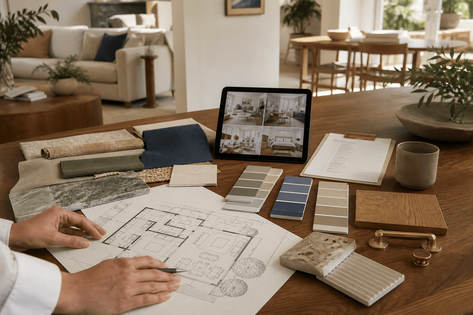 Organized vacation-rental design plan with layouts, materials, and selections